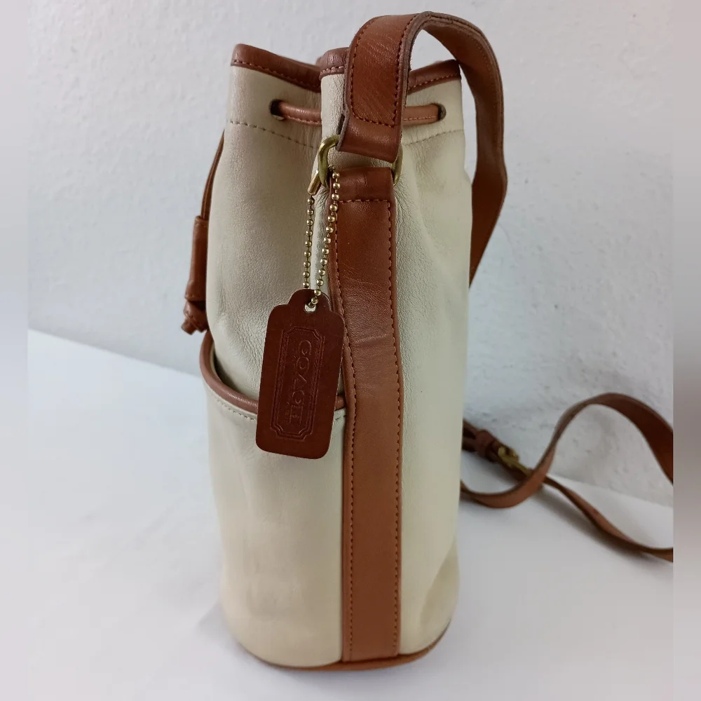Vntg Coach Bone Drawstring Spectator Bag 0520 122 - Picture 5 of 11